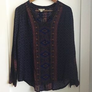 Lucky Brand Sheer Boho Blouse, Medium